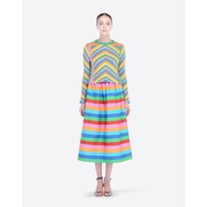 Valentino 1973 Collection Stripe Rainbow Skirt 2015 Resort RTW 42 6